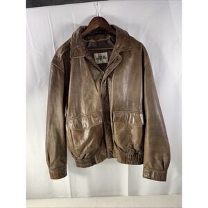 Sea Dream Brown Leather Flight Bomber  Jacket